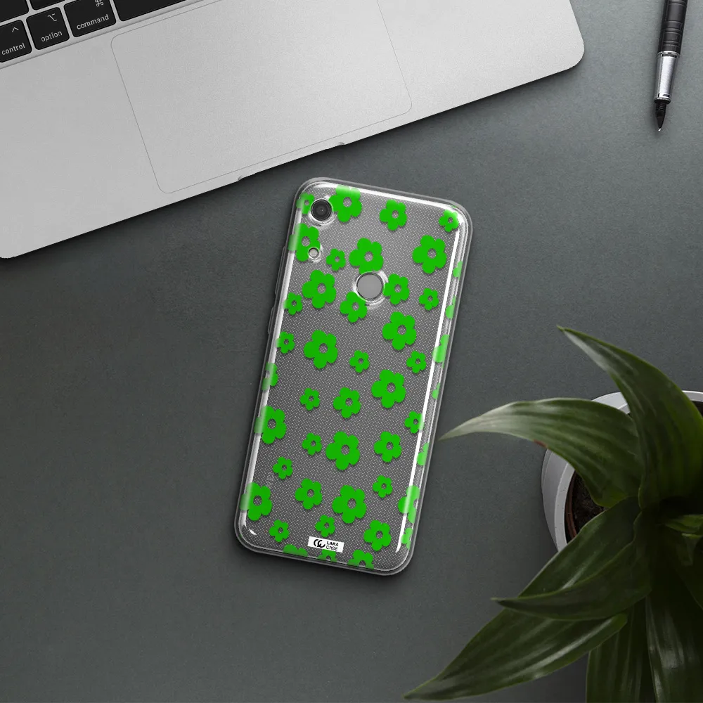 Five Petal Green Flower Huawei Y6S Clear TPU Case