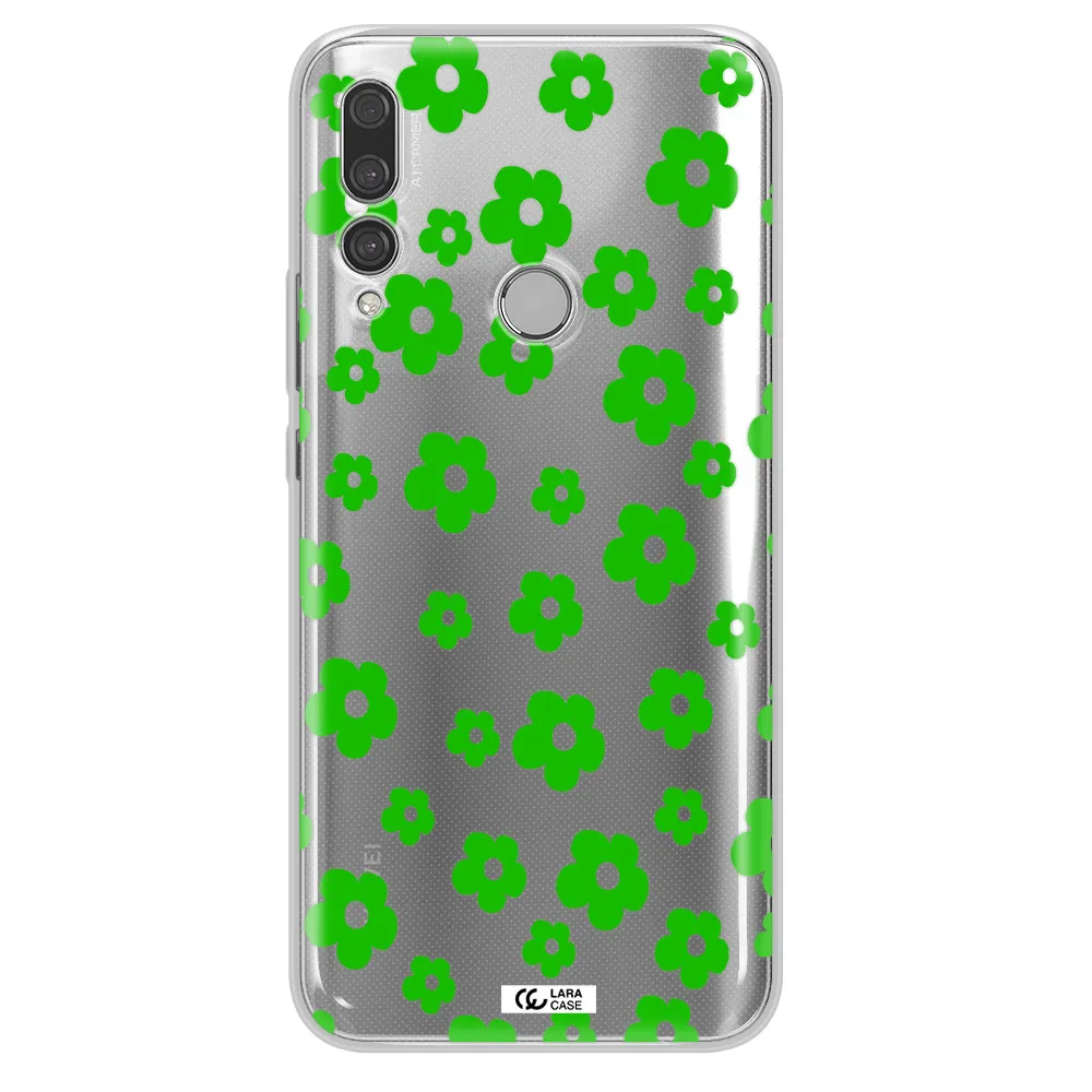 Five Petal Green Flower Huawei Y9 Prime 2019 Clear TPU Case