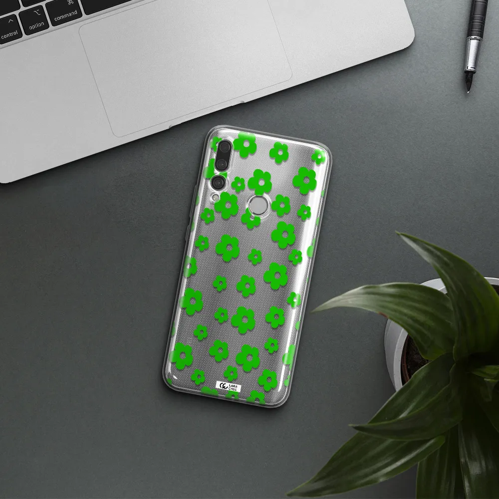 Five Petal Green Flower Huawei Y9 Prime 2019 Clear TPU Case