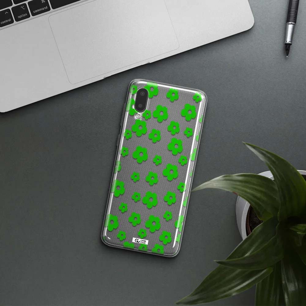 Five Petal Green Flower Samsung A02 Clear TPU Case