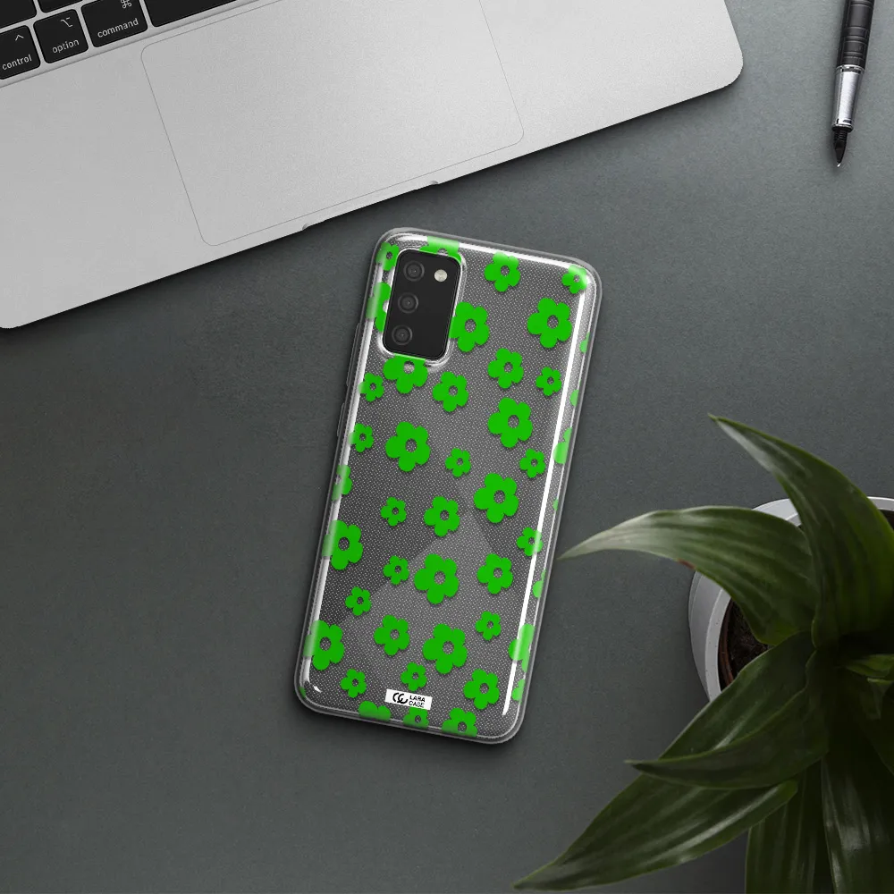 Five Petal Green Flower Samsung A02S Clear TPU Case