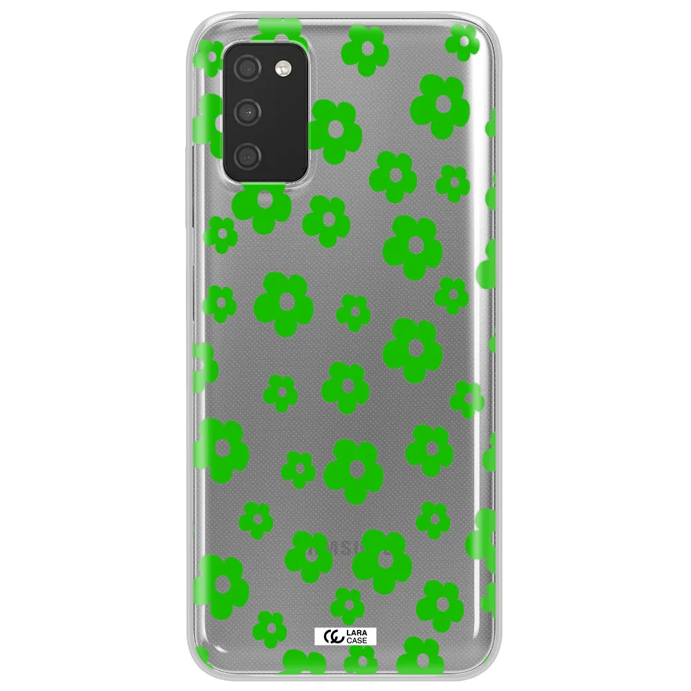 Five Petal Green Flower Samsung A03S Clear TPU Case