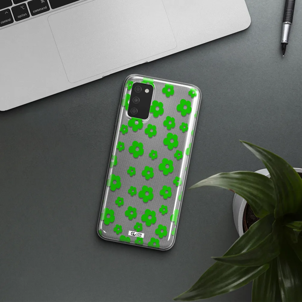 Five Petal Green Flower Samsung A03S Clear TPU Case