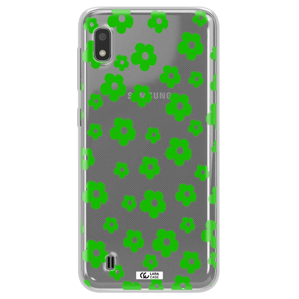 Five Petal Green Flower Samsung A10 Clear TPU Case