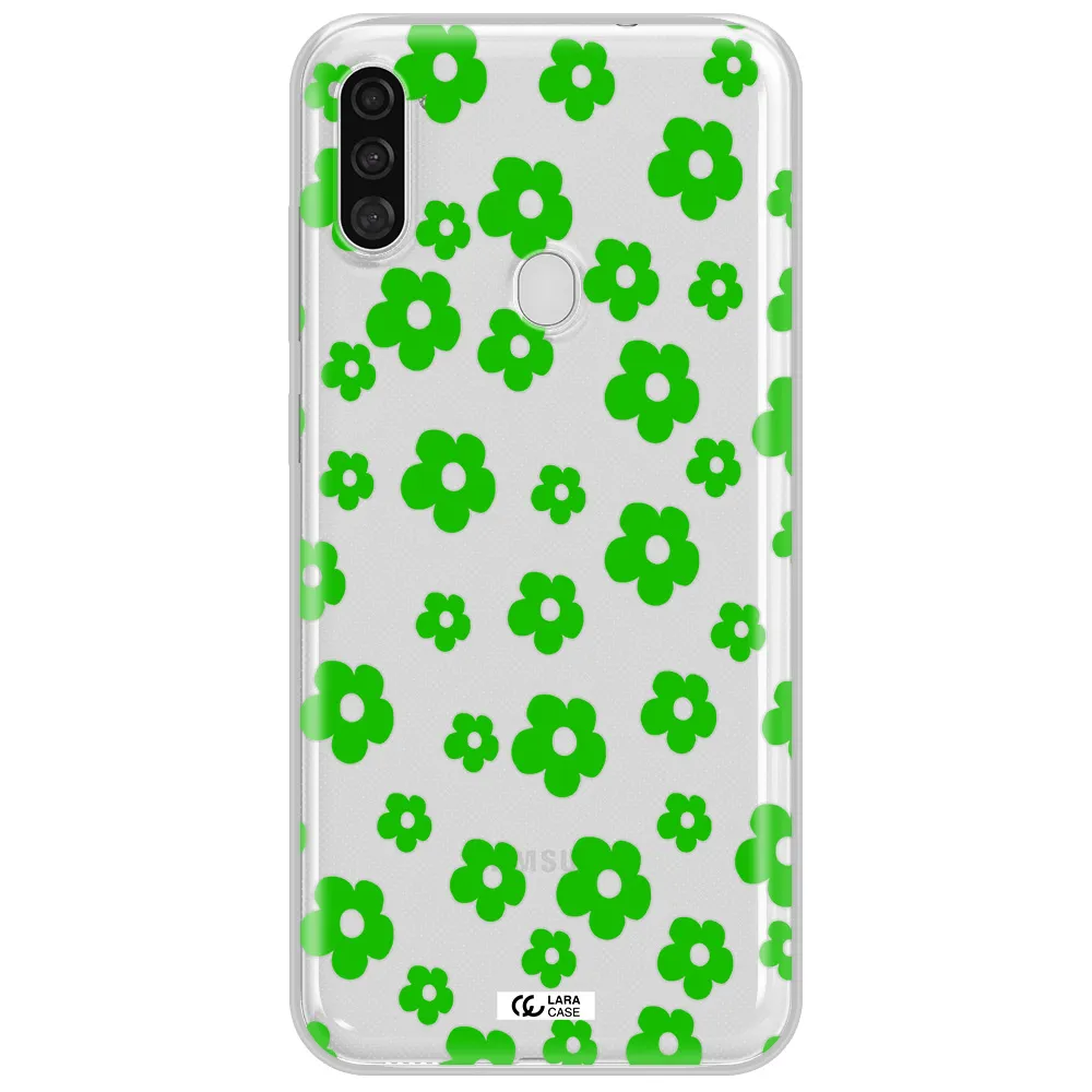 Five Petal Green Flower Samsung A11 Clear TPU Case