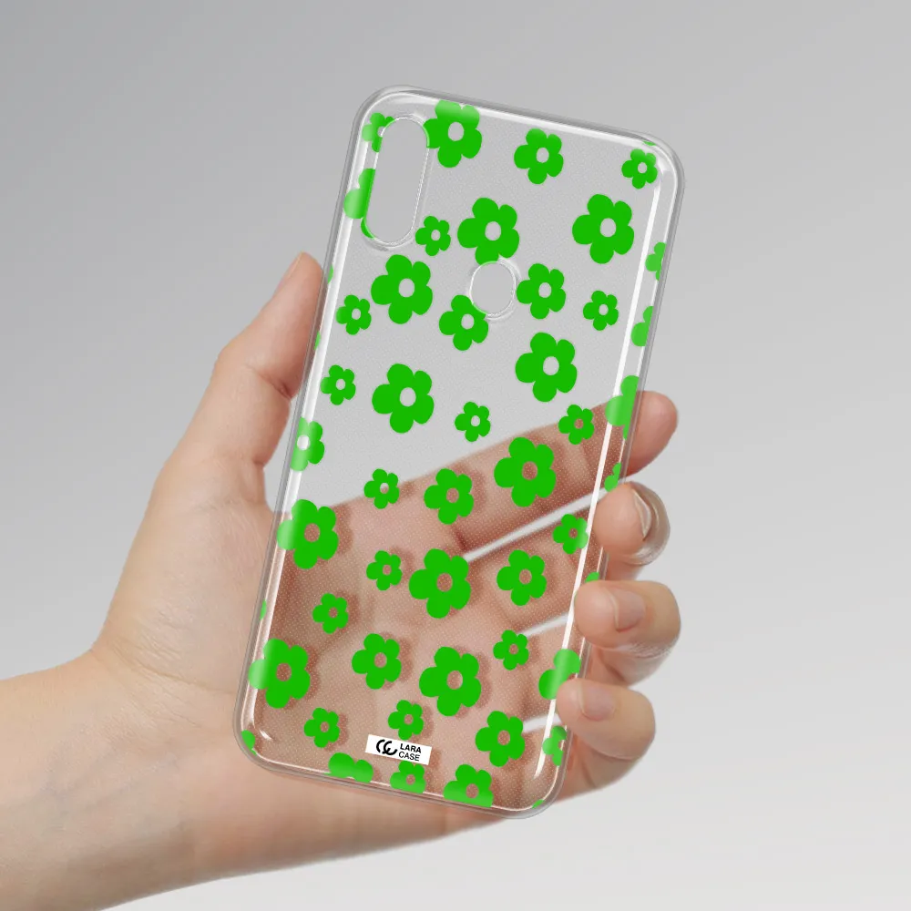 Five Petal Green Flower Samsung A11 Clear TPU Case