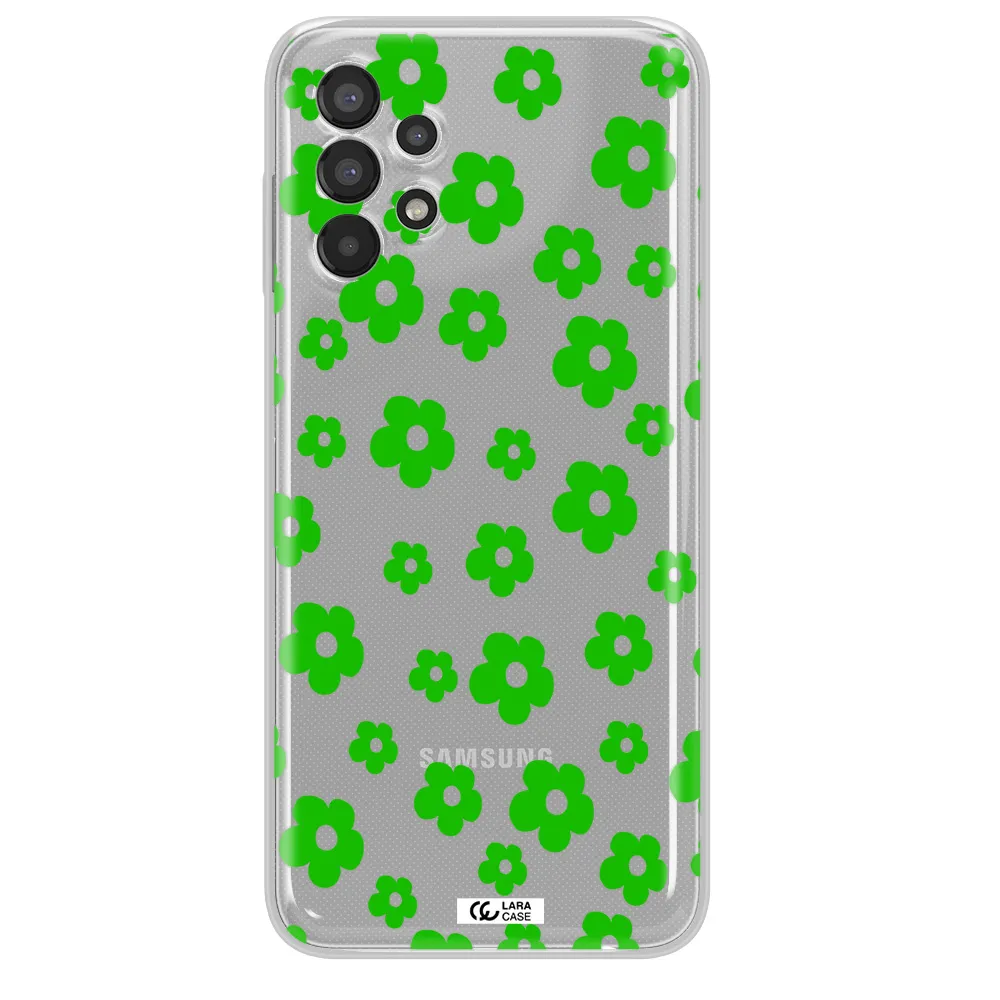 Five Petal Green Flower Samsung A13 Clear TPU Case