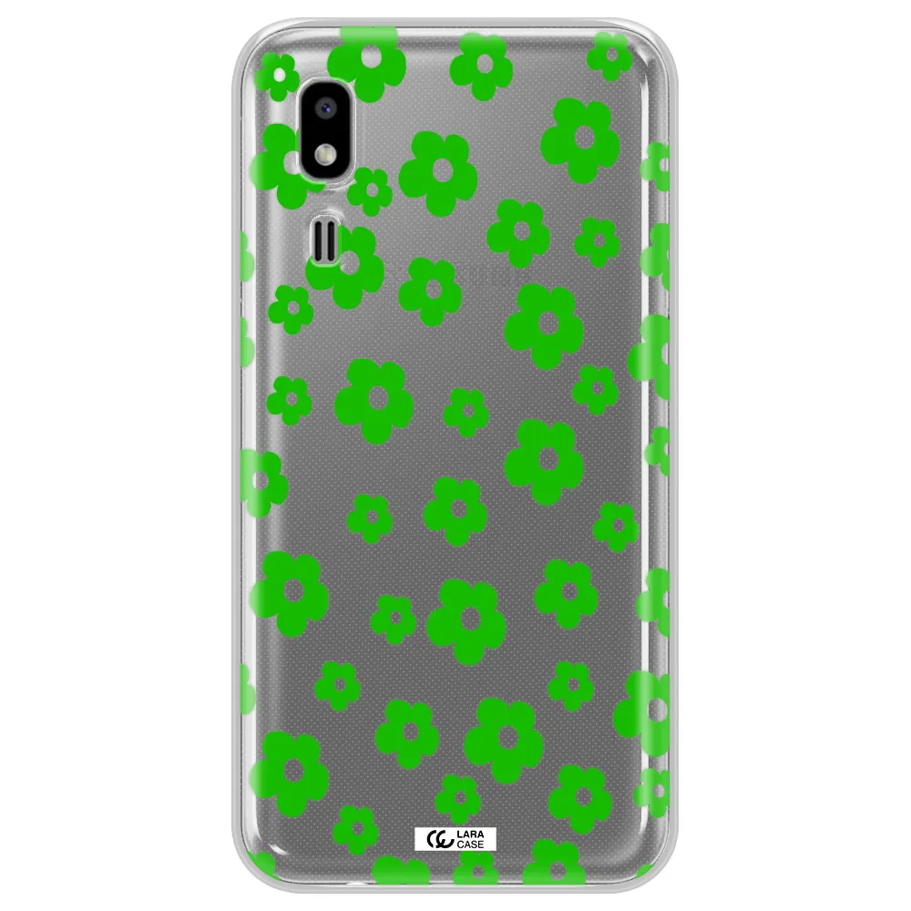 Five Petal Green Flower Samsung A2 Core Clear TPU Case