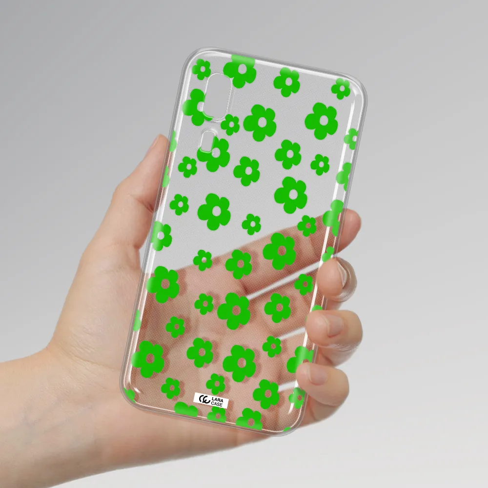Five Petal Green Flower Samsung A2 Core Clear TPU Case