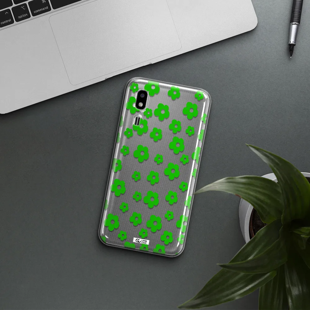 Five Petal Green Flower Samsung A2 Core Clear TPU Case