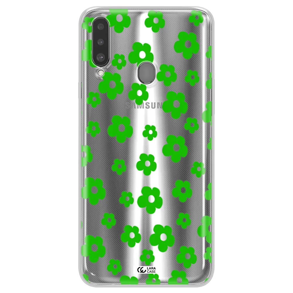 Five Petal Green Flower Samsung A20S Clear TPU Case