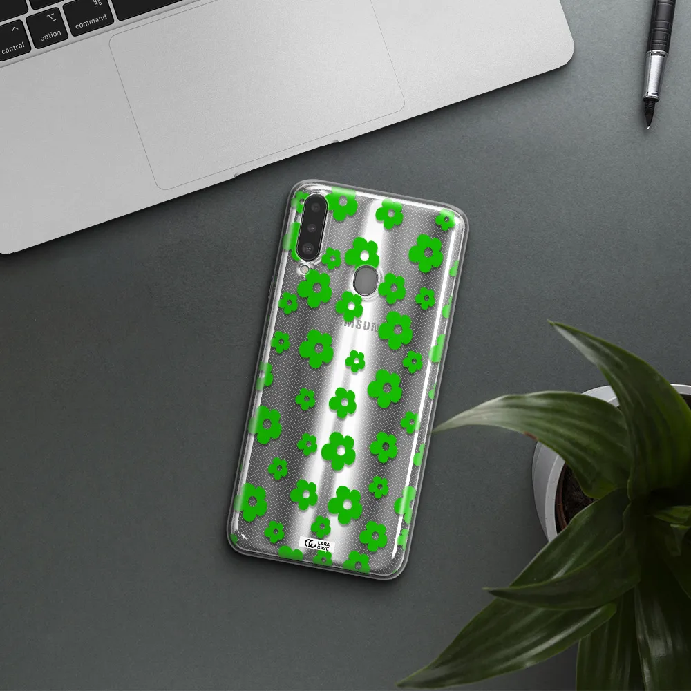 Five Petal Green Flower Samsung A20S Clear TPU Case
