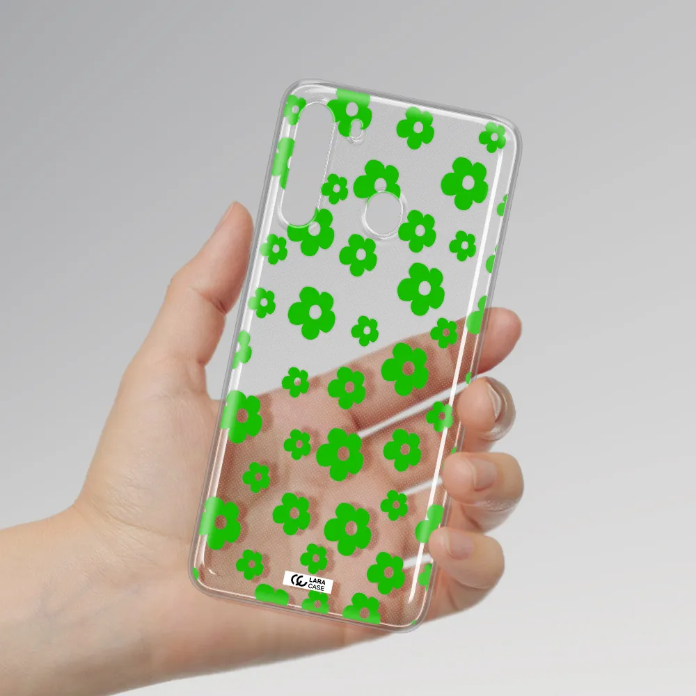 Five Petal Green Flower Samsung A21 Clear TPU Case