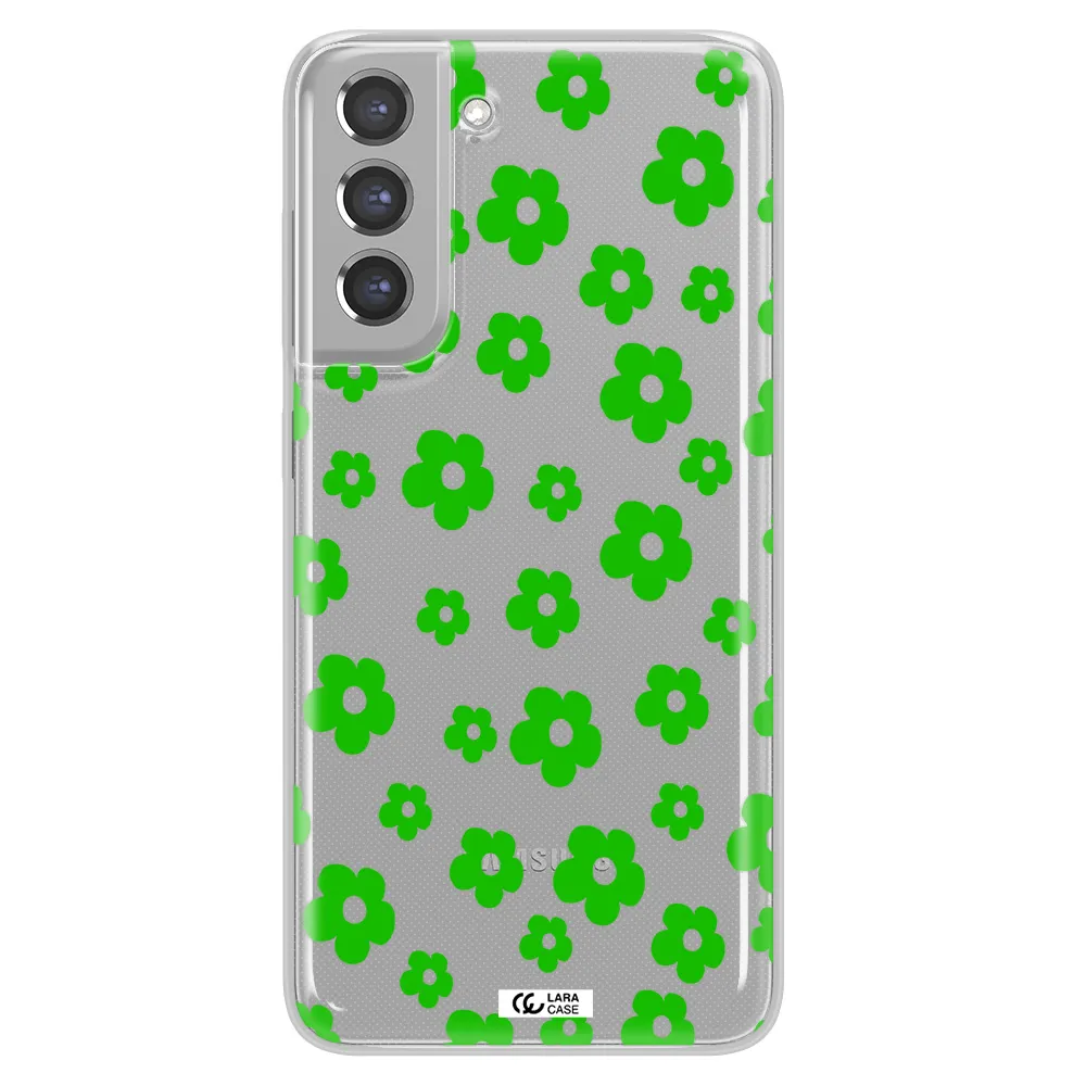 Five Petal Green Flower Samsung A21 Fe Clear TPU Case