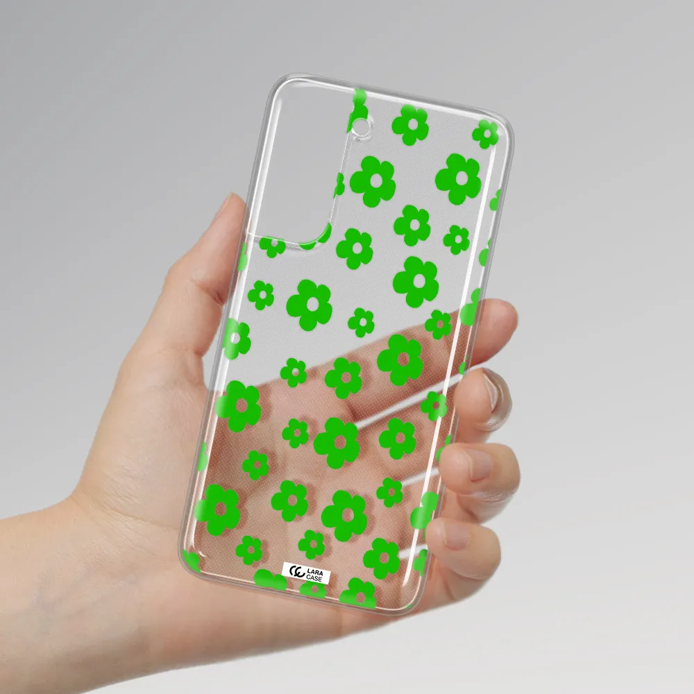 Five Petal Green Flower Samsung A21 Fe Clear TPU Case