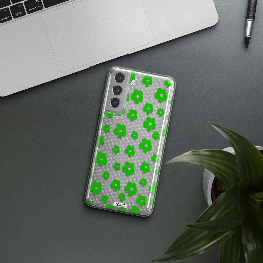 Five Petal Green Flower Samsung A21 Fe Clear TPU Case