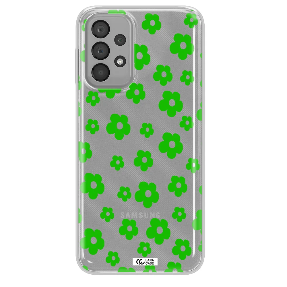 Five Petal Green Flower Samsung A23 Clear TPU Case