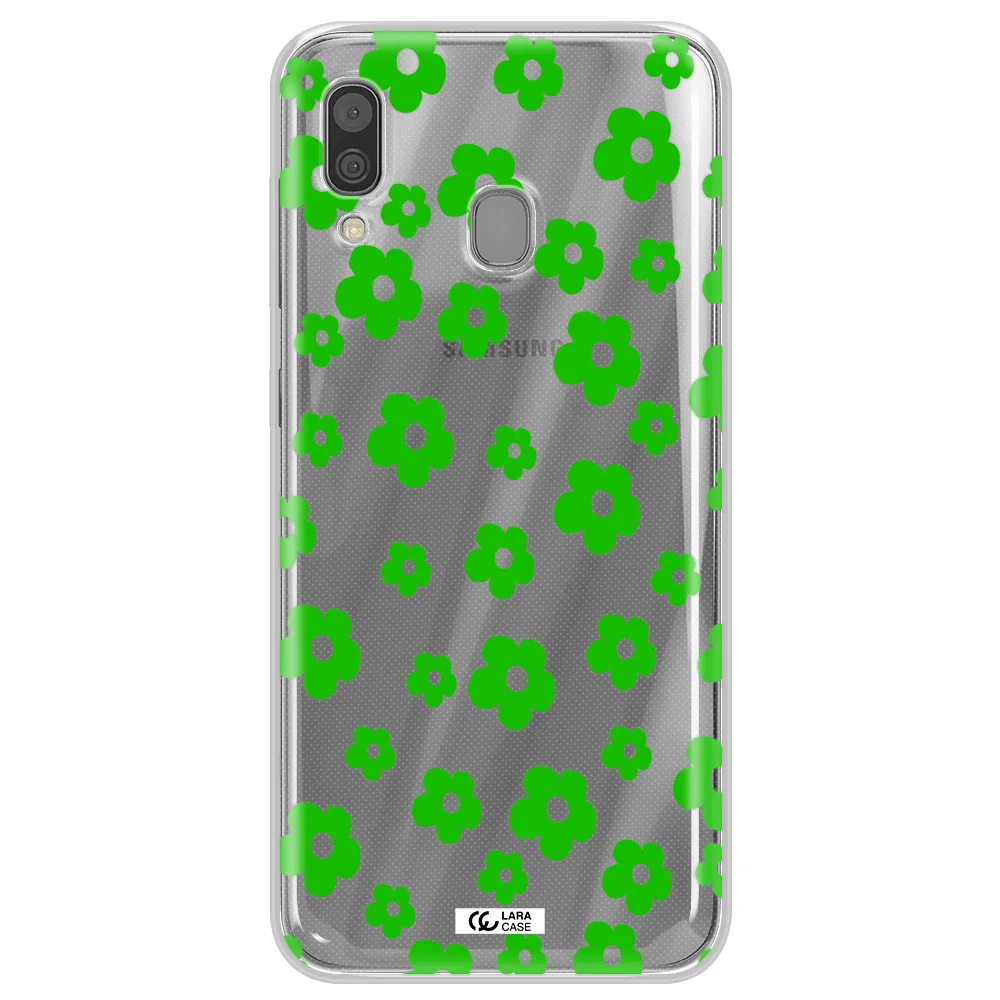 Five Petal Green Flower Samsung A30 Clear TPU Case