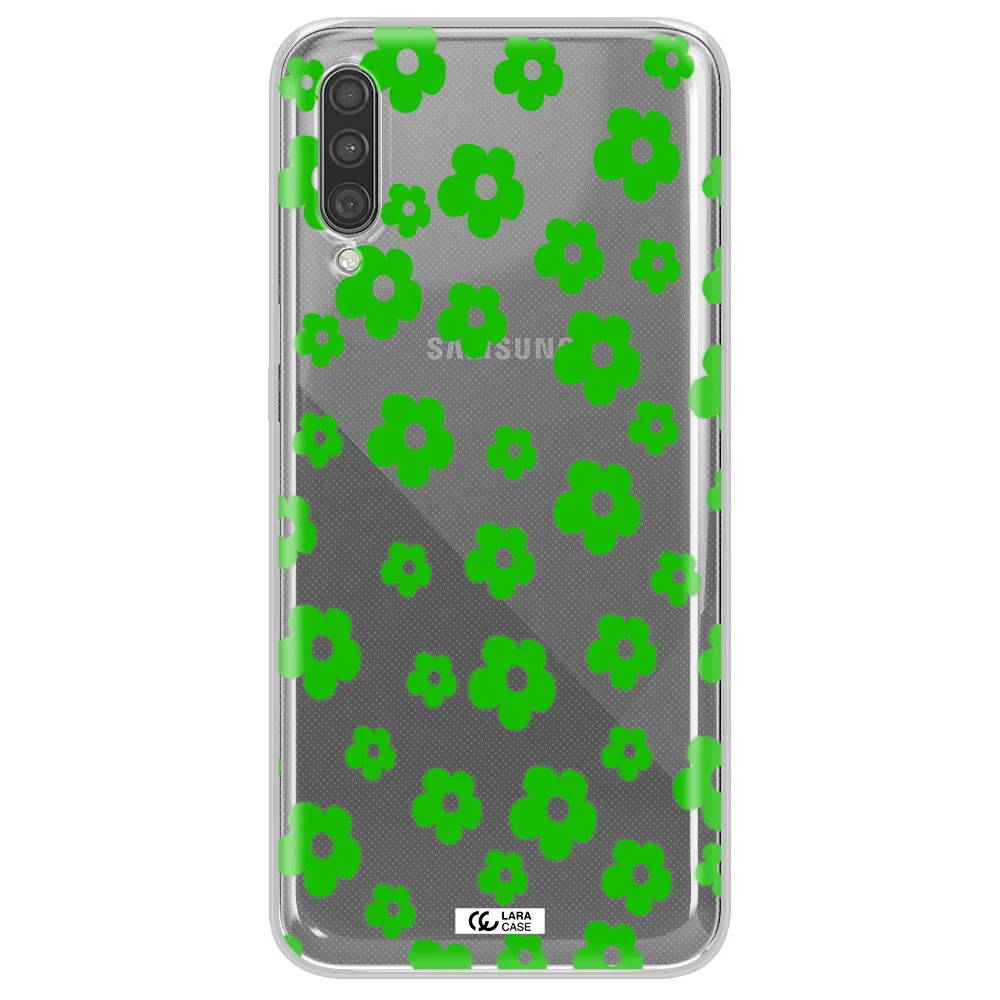 Five Petal Green Flower Samsung A30S Clear TPU Case