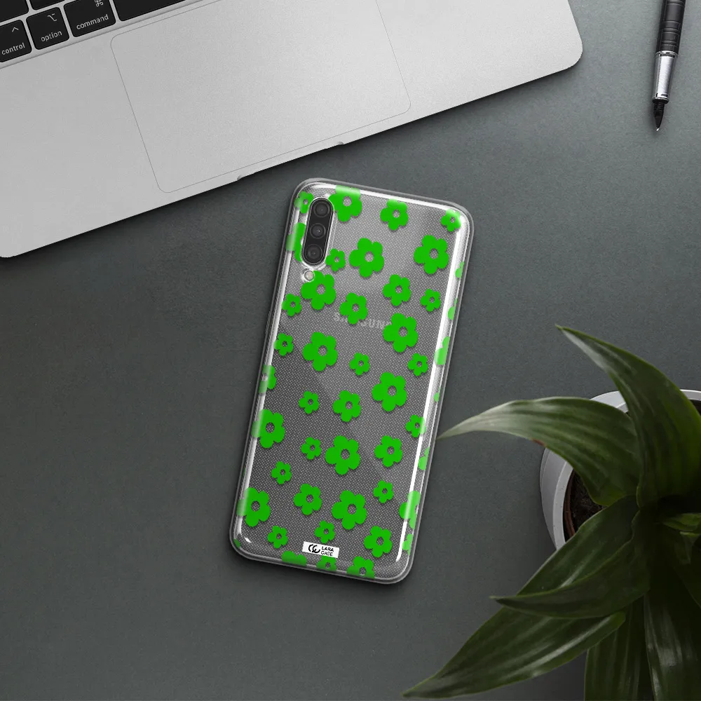 Five Petal Green Flower Samsung A30S Clear TPU Case