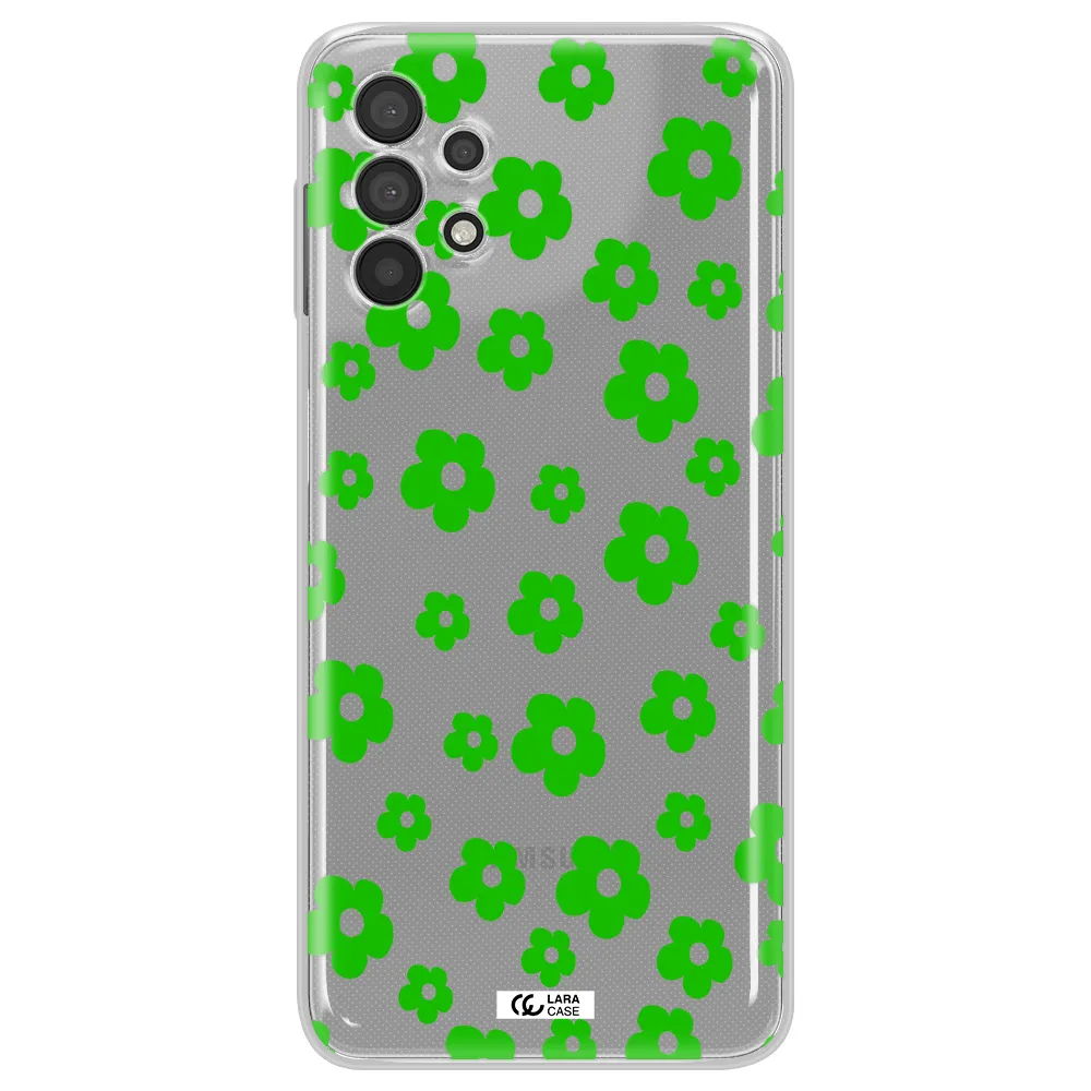 Five Petal Green Flower Samsung A32 Clear TPU Case