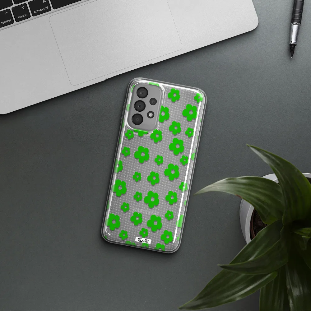 Five Petal Green Flower Samsung A33 Clear TPU Case