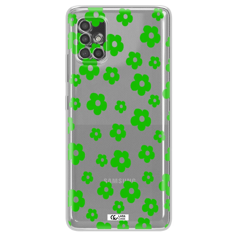 Five Petal Green Flower Samsung A40S Clear Tpu Case