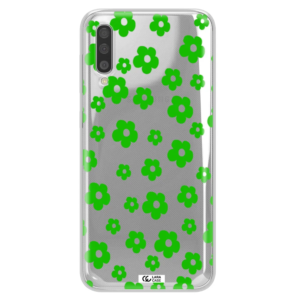 Five Petal Green Flower Samsung A50 Clear TPU Case