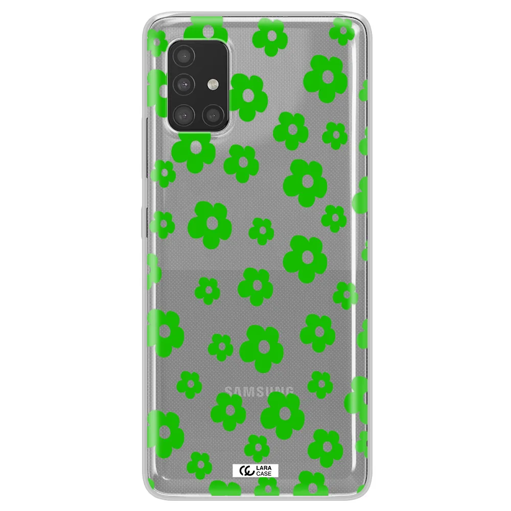 Five Petal Green Flower Samsung A51 Clear TPU Case