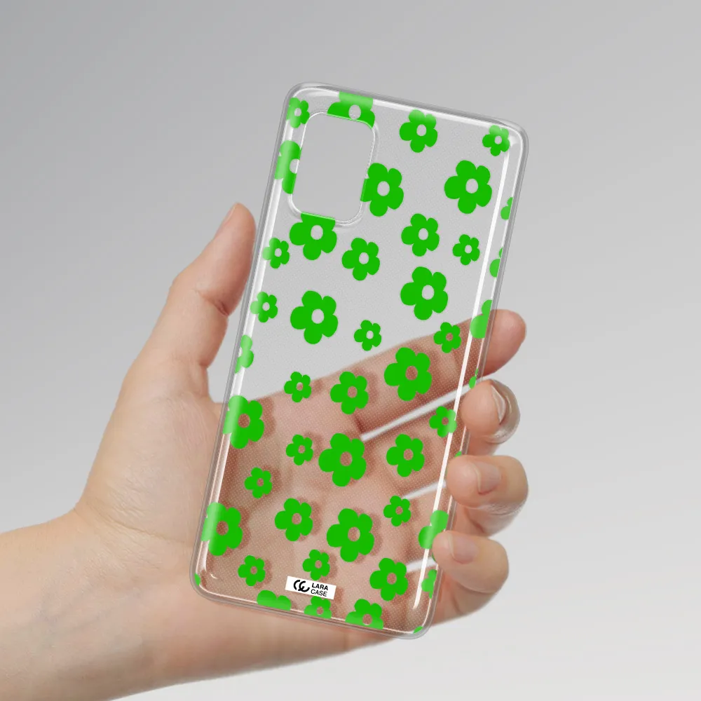 Five Petal Green Flower Samsung A51 Clear TPU Case