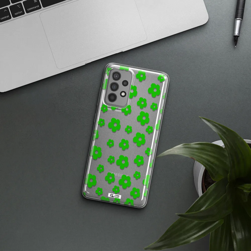 Five Petal Green Flower Samsung A52 Clear TPU Case