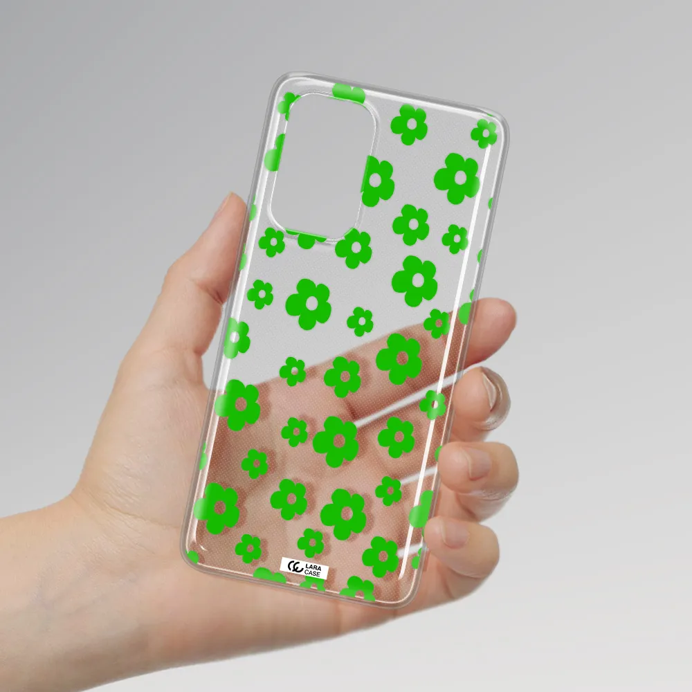Five Petal Green Flower Samsung A53 Clear TPU Case