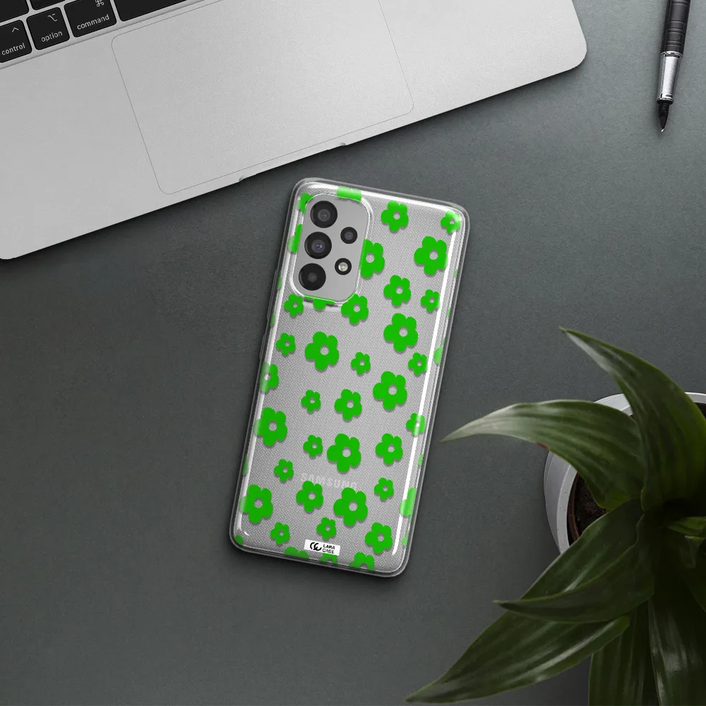 Five Petal Green Flower Samsung A53 Clear TPU Case