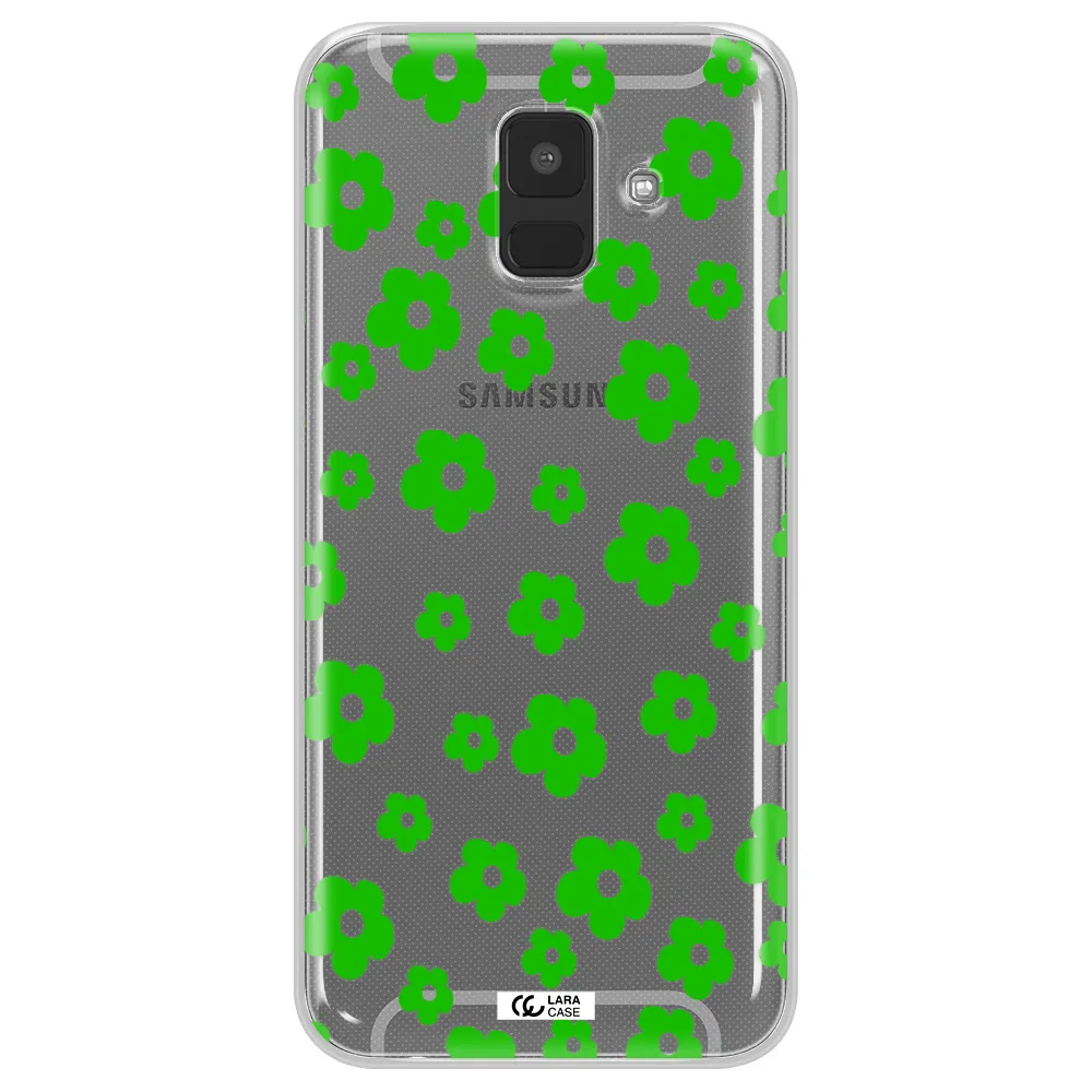 Five Petal Green Flower Samsung A6 Clear TPU Case