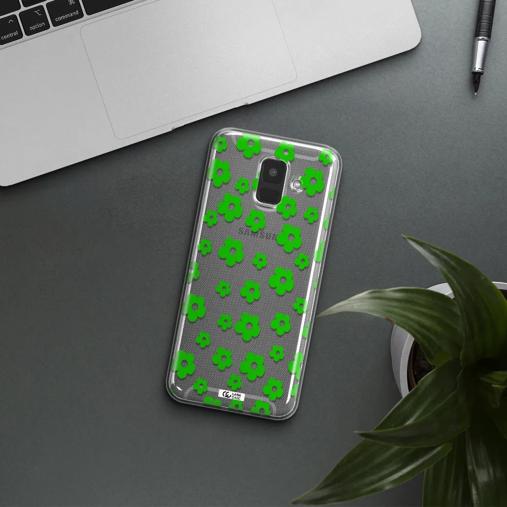 Five Petal Green Flower Samsung A6 Clear TPU Case