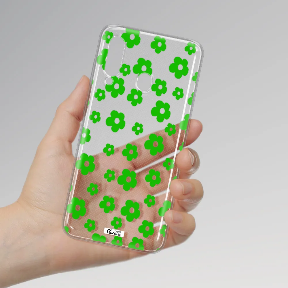 Five Petal Green Flower Samsung A60 Clear TPU Case