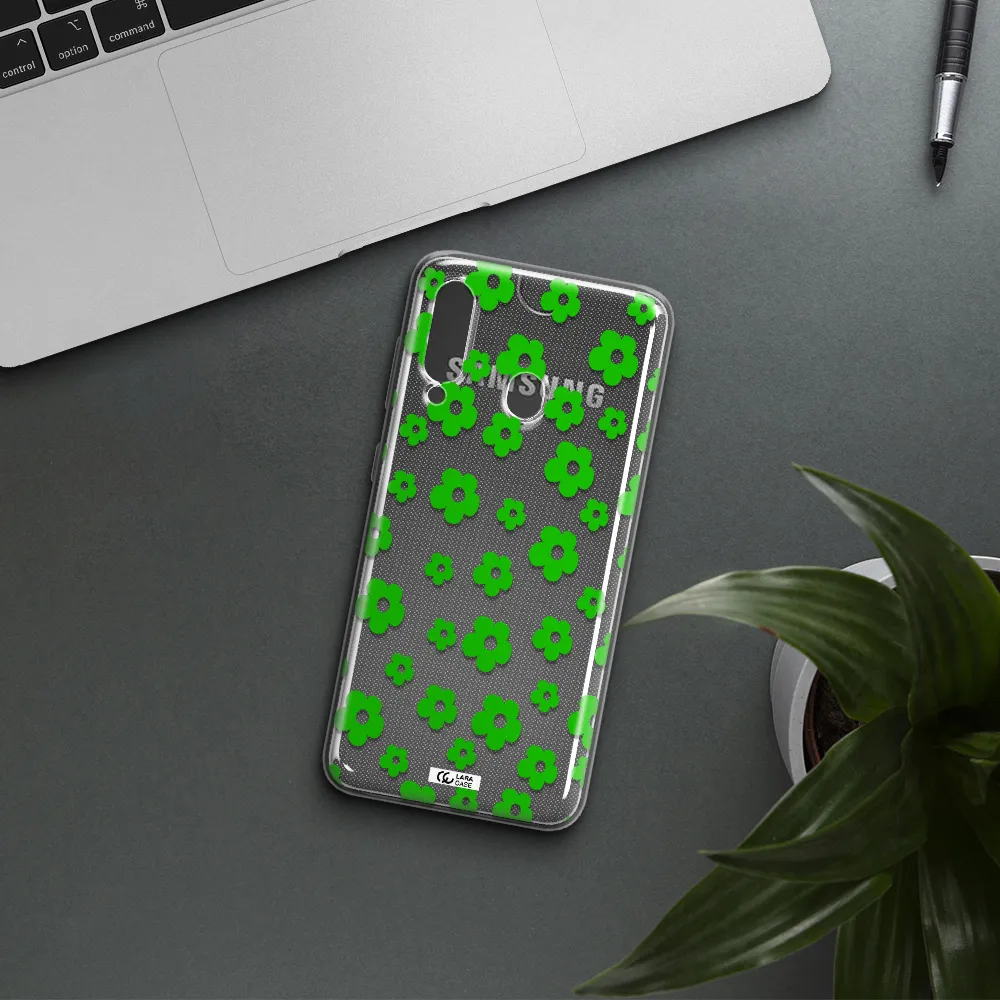 Five Petal Green Flower Samsung A60 Clear TPU Case