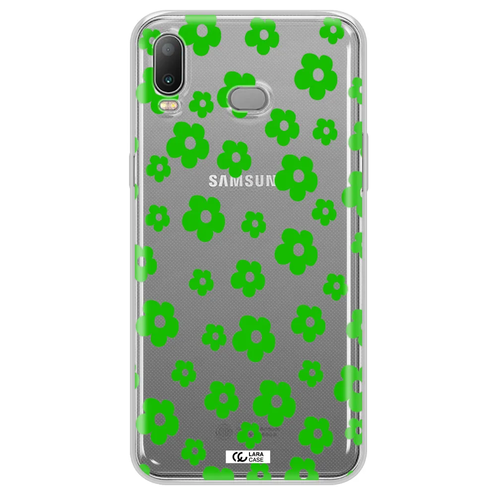 Five Petal Green Flower Samsung A6S Clear TPU Case