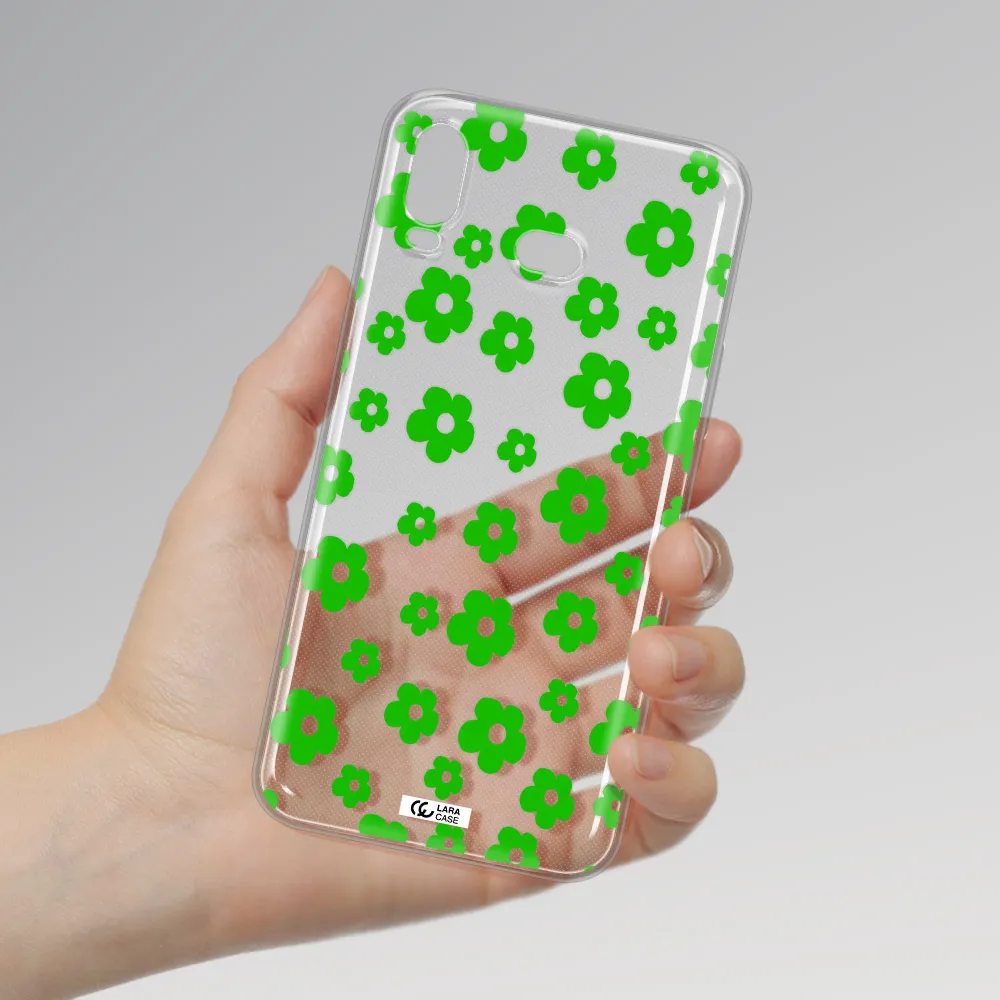 Five Petal Green Flower Samsung A6S Clear TPU Case