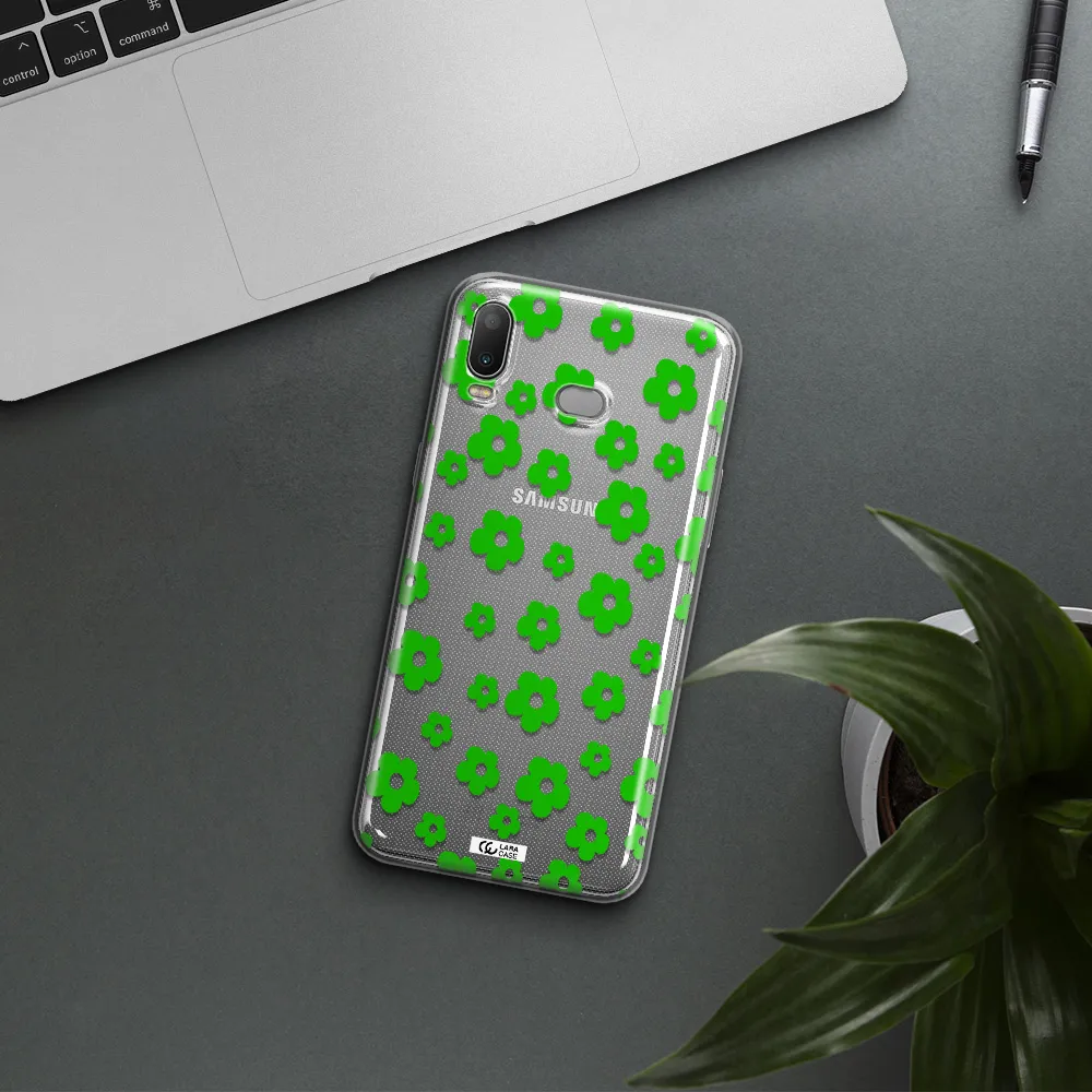 Five Petal Green Flower Samsung A6S Clear TPU Case