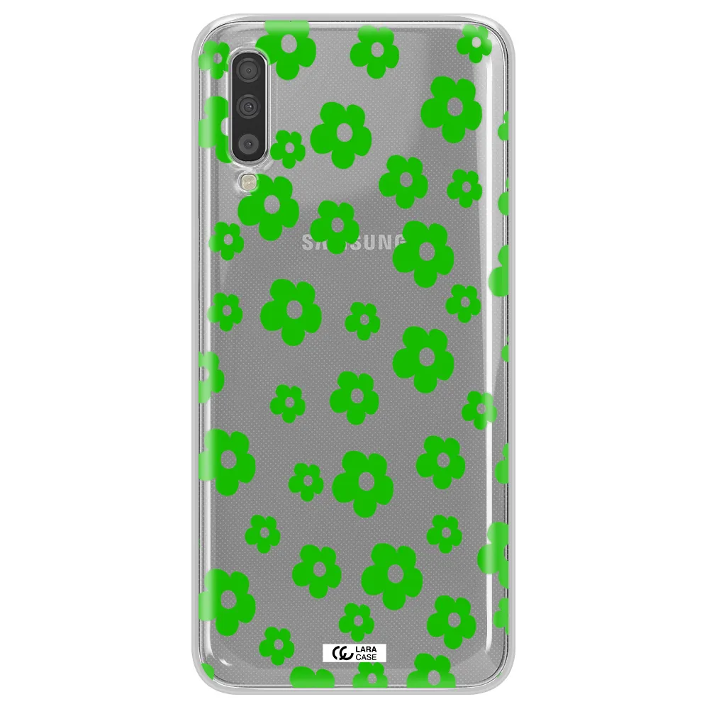 Five Petal Green Flower Samsung A70 Clear TPU Case