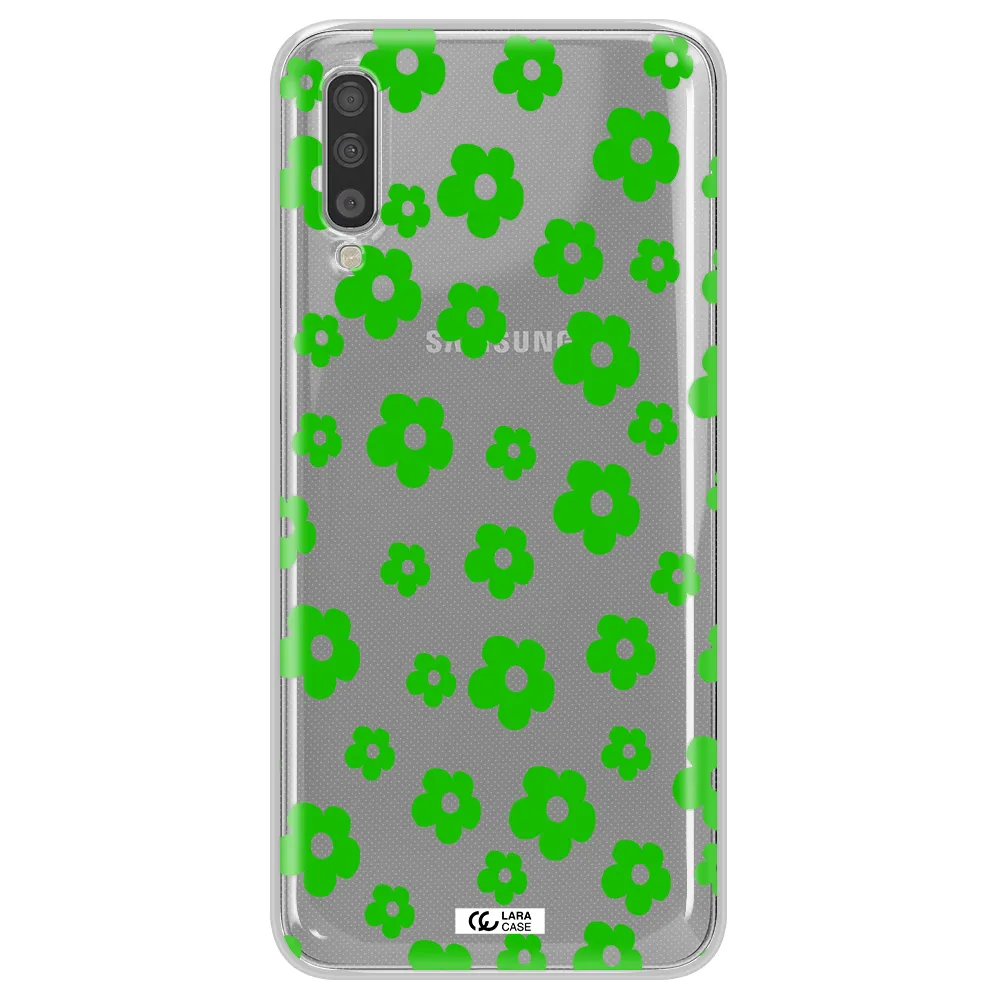 Five Petal Green Flower Samsung A70S Clear Tpu Case