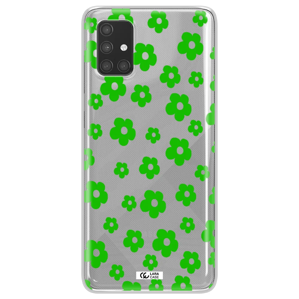 Five Petal Green Flower Samsung A71 Clear TPU Case