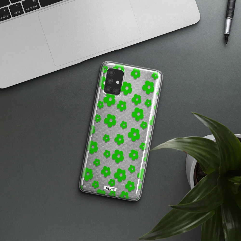 Five Petal Green Flower Samsung A71 Clear TPU Case