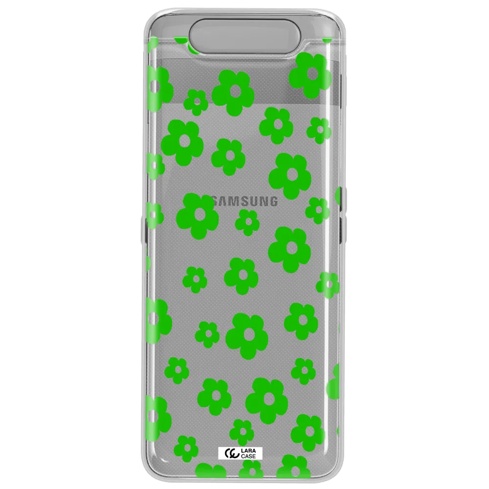 Five Petal Green Flower Samsung A80 Clear TPU Case