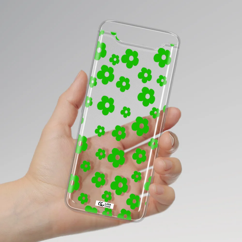 Five Petal Green Flower Samsung A80 Clear TPU Case
