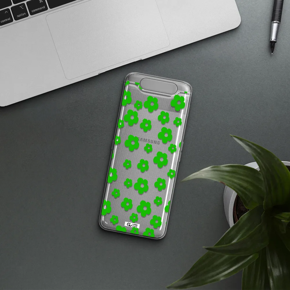 Five Petal Green Flower Samsung A80 Clear TPU Case
