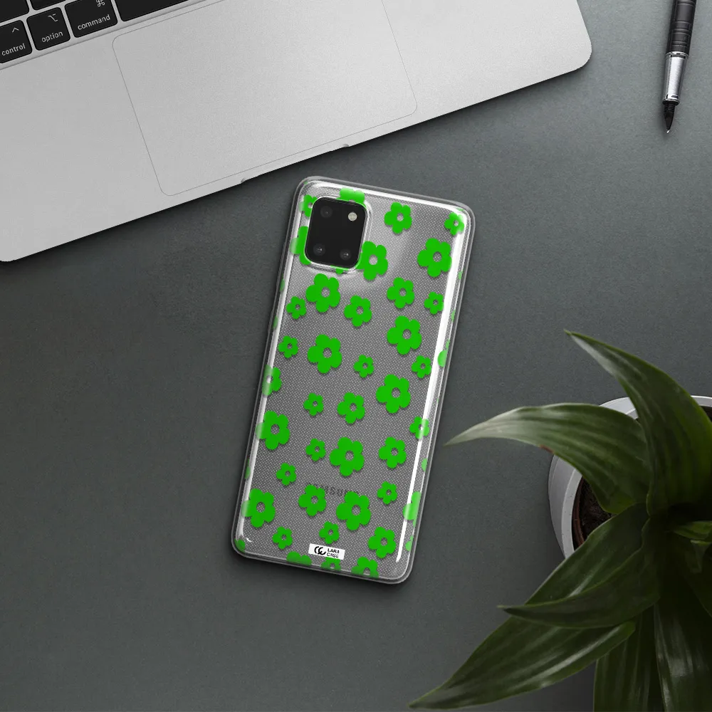 Five Petal Green Flower Samsung A81 Clear TPU Case