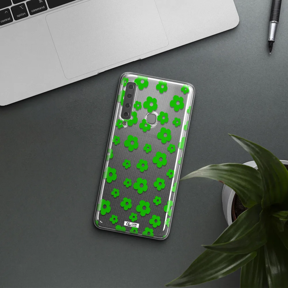 Five Petal Green Flower Samsung A9 2018 Clear TPU Case