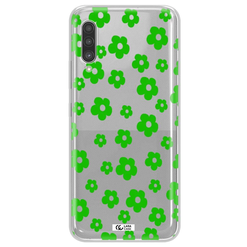 Five Petal Green Flower Samsung A90 Clear TPU Case